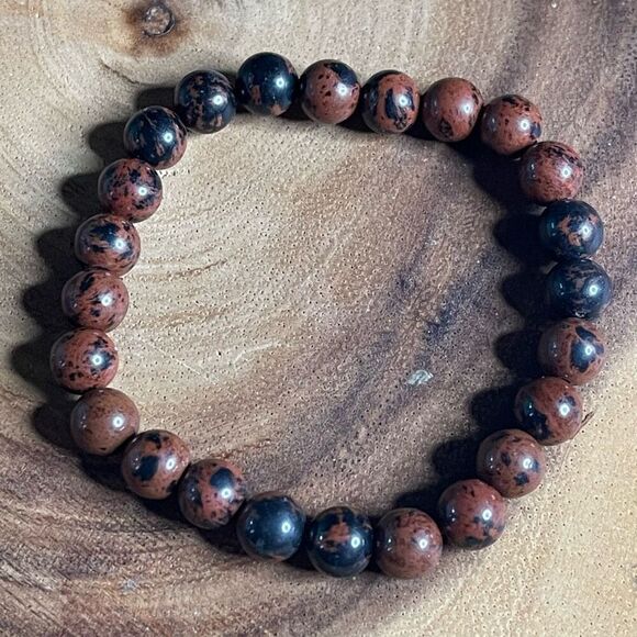 Mahogany obsidian 8mm stretch bracelet beaded bracelet 7” stretch crystal healin - Picture 8 of 12